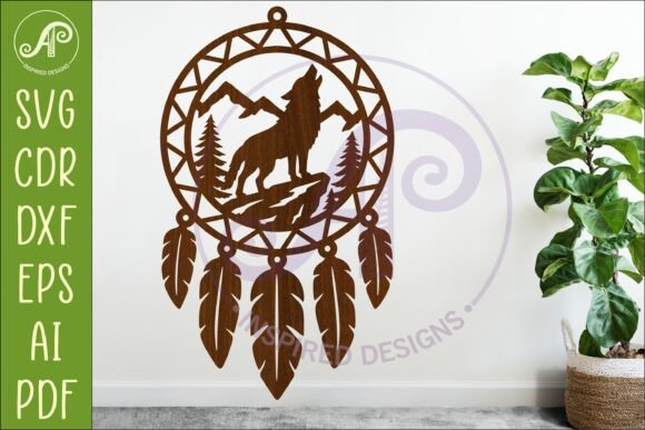 Download Wolf Dreamcatcher Laser Cut File, Wild - Cut file Collection
