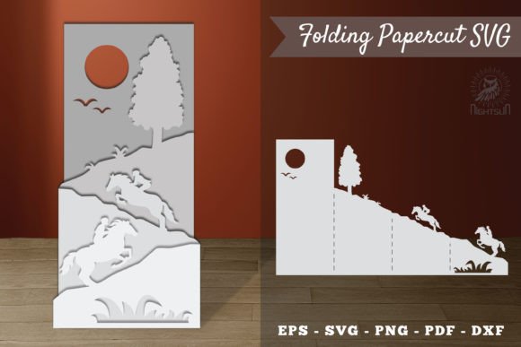 Download Horse Riding in the Forest Papercut - Horse riding Collection