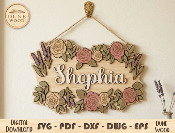 Download Floral Name Sign Laser Cut File - Cut file Collection