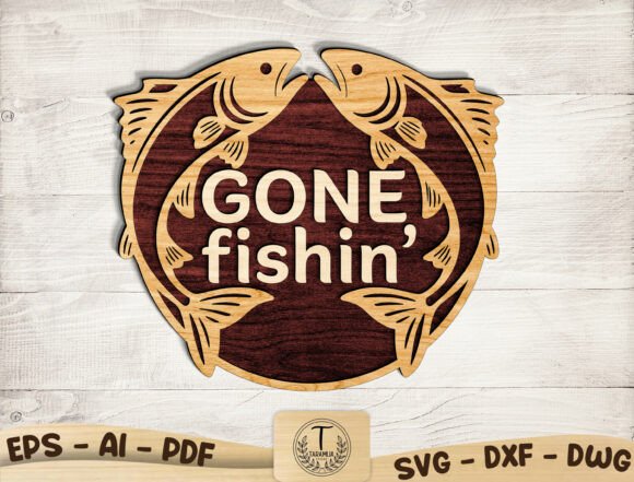 Download Gone Fishing Door Sign Laser Cut File - Cut file Collection