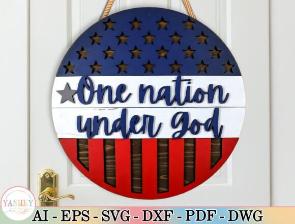 Download Patriotic Door Hanger Laser Cut File SVG - Cut file Collection
