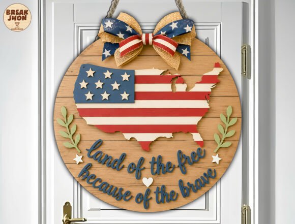 Download Patriotic Door Hanger Laser Cut File SVG - Cut file Collection