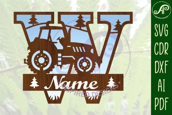 Download Tractor Monogram SVG Letter W Cut File - Cut file Collection
