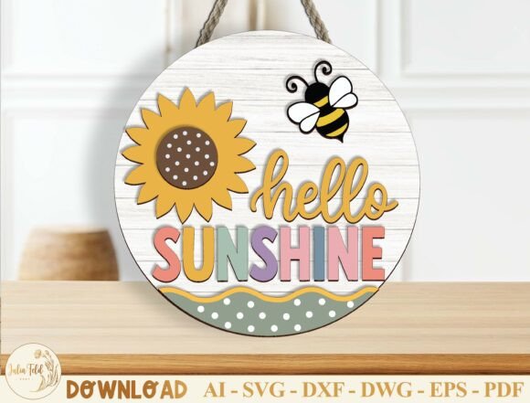 Download Hello Sunshine Door Hanger Cut File SVG - Cut file Collection