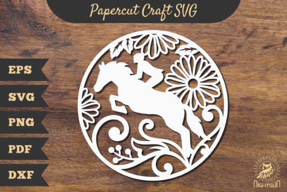 Download Floral Horse Riding Papercut SVG - Horse riding Collection