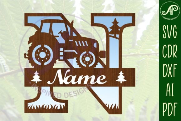 Download Tractor Monogram SVG Letter N Cut File - Cut file Collection