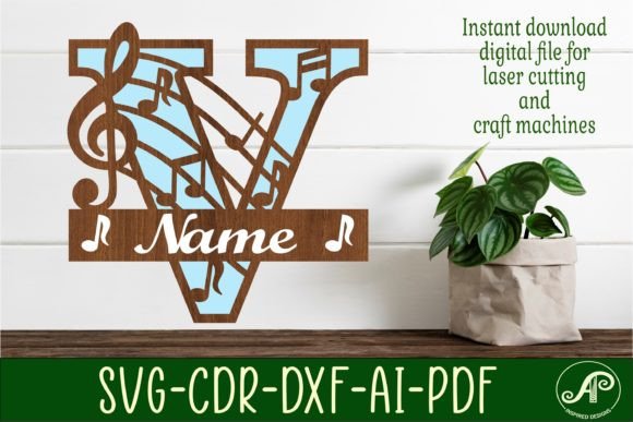 Download Music Monogram Letter V SVG Cut File - Cut file Collection