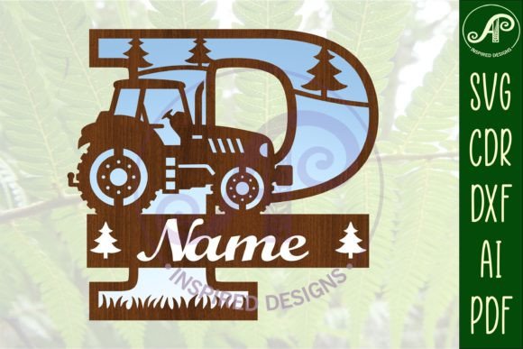 Download Tractor Monogram SVG Letter P Cut File - Cut file Collection