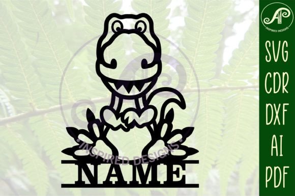 Download Sitting T Rex Name Sign Svg Cut File - Cut file Collection