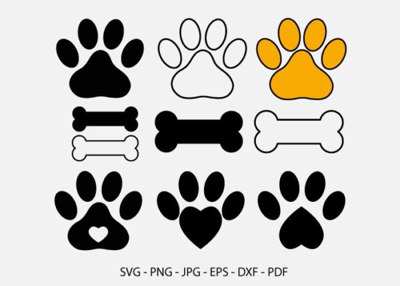 Download Paws Bundle, Cut Files, Dog Bone Cat - Cut file Collection