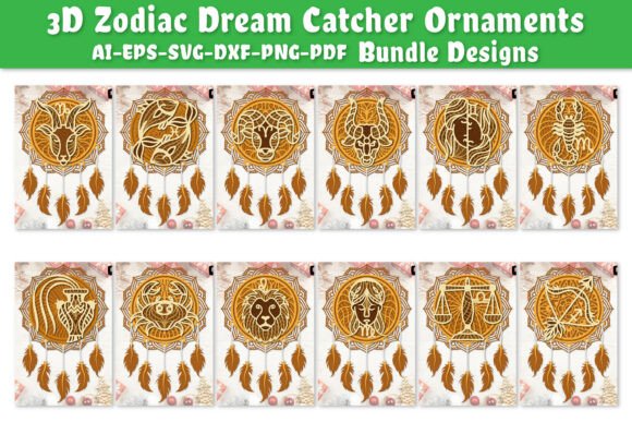 Download 3D Zodiac Dream Catcher Ornaments Laserc - Dream catcher Collection