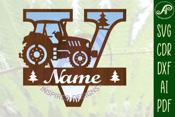 Download Tractor Monogram SVG Letter V Cut File - Cut file Collection