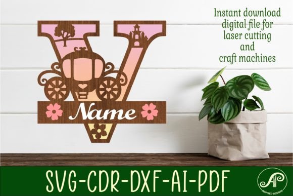 Download Princess Monogram Letter V SVG Cut File - Cut file Collection