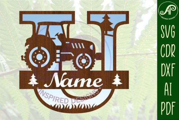 Download Tractor Monogram SVG Letter U Cut File - Cut file Collection