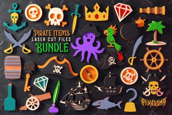 Download Pirate Items Bundle | Laser Cut Files - Cut file Collection