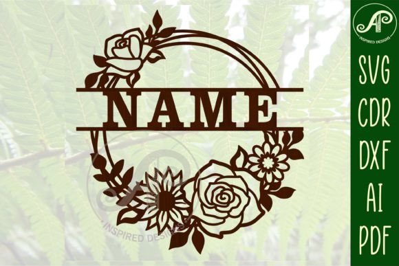 Download Flora Wreath Name Sign Svg Cut File - Cut file Collection