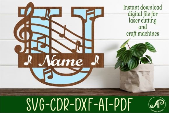 Download Music Monogram Letter U SVG Cut File - Cut file Collection