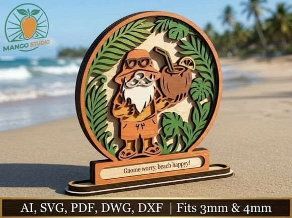 Download Summer Gnome 3D Layered Laser Cut File - Cut file Collection