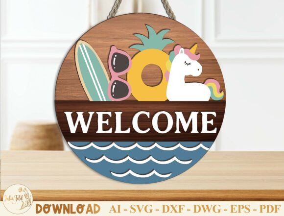 Download Summer Welcome Sign Laser Cut File SVG - Cut file Collection