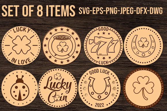 Download Lucky Coins Laser Cut Files Set - Cut file Collection