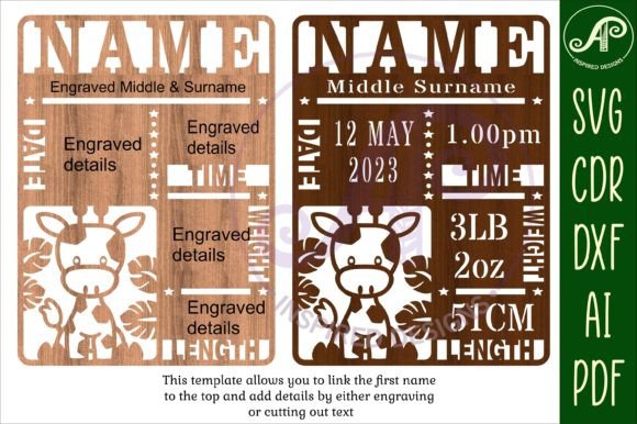 Download Giraffe Baby Stats Plaque SVG Cut File - Cut file Collection