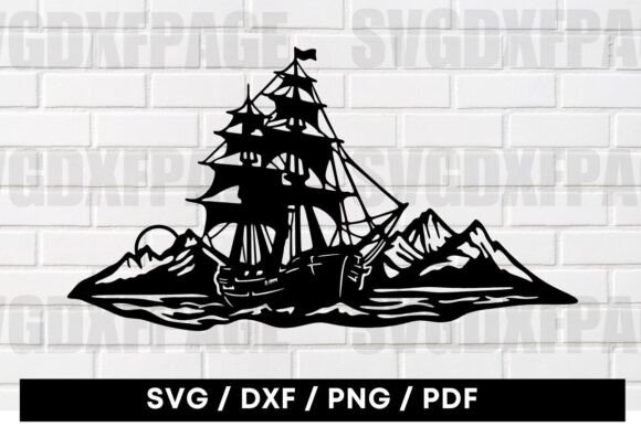 Download Pirate Ship at Sea SVG Laser Cut File - Cut file Collection