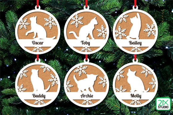Download Cat Christmas Ornament Laser Cut Files - Cut file Collection